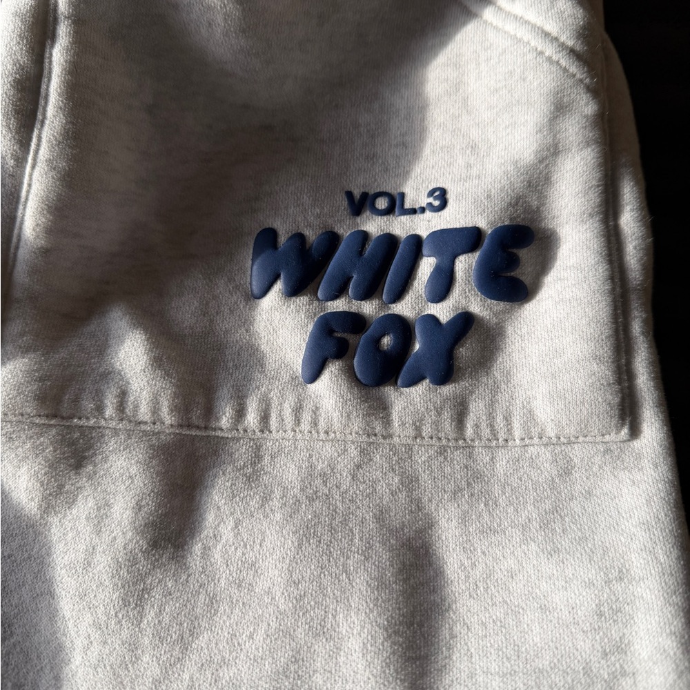 White Fox Boutique Gray Joggers with Blue Logo - Picture 2 of 6
